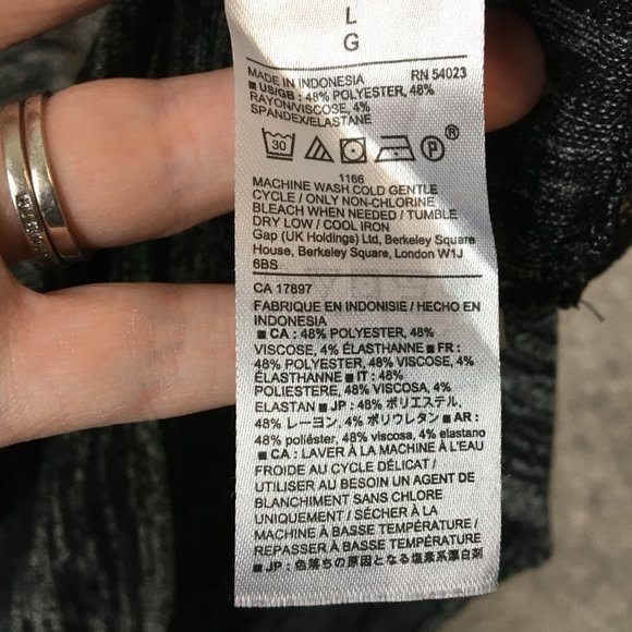 GAP Top L Long Sleeve Scoop Neck Space Dye Pleated Back Casual Hacci Gray Hi Low - Picture 8 of 12